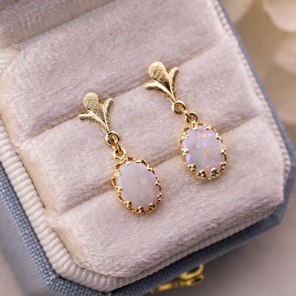 Vintage opal drop earrings 14k yellow gold