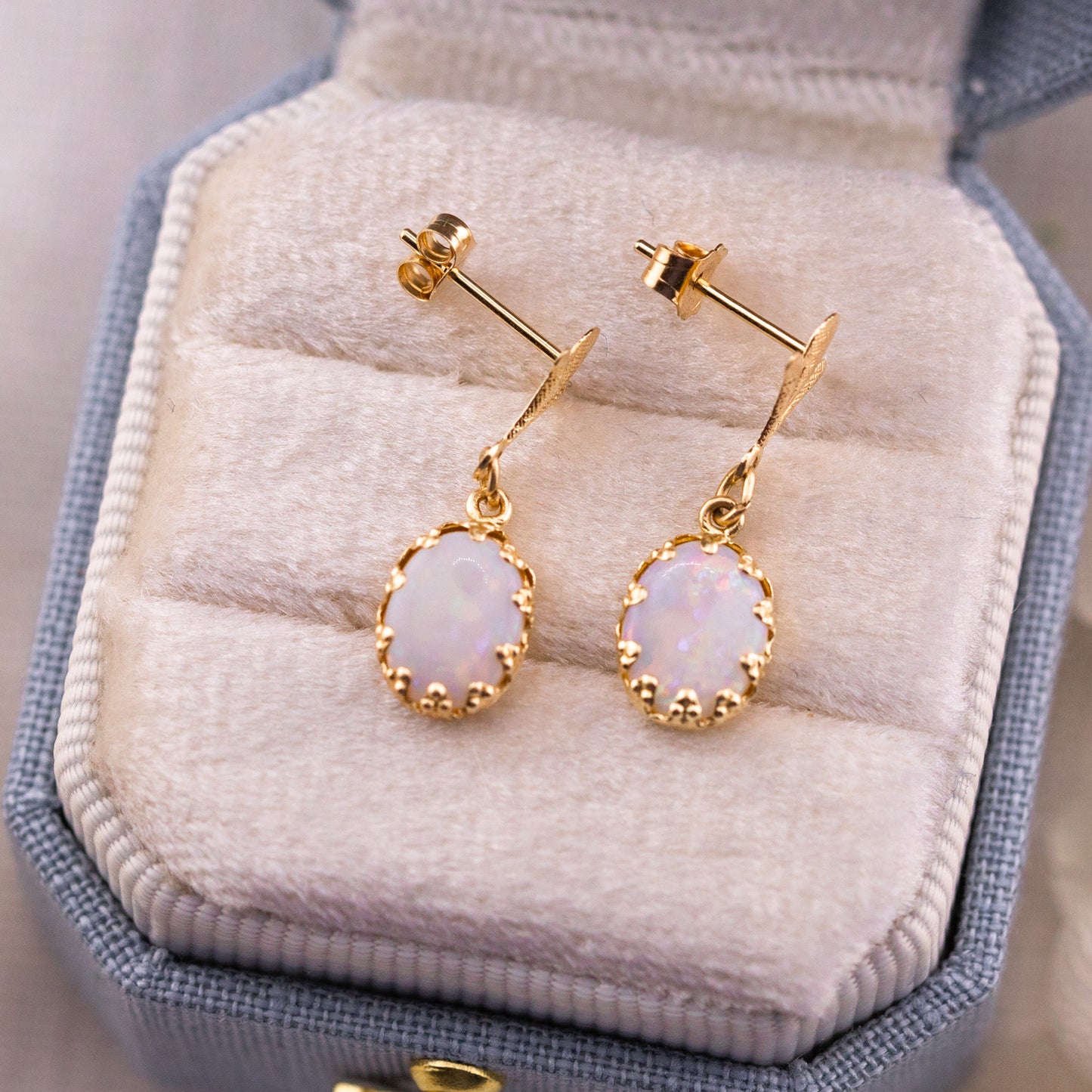 Vintage opal drop earrings 14k yellow gold