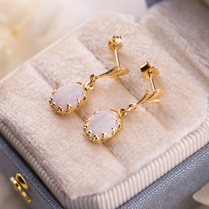 Vintage opal drop earrings 14k yellow gold