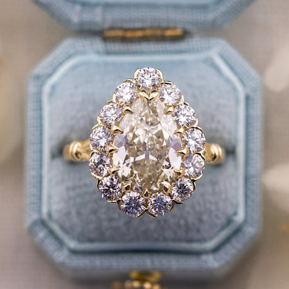 3.01ct Antique Cut Pear Lab Diamond Halo Ring – Callie