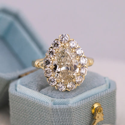3.01ct Antique Cut Pear Lab Diamond Halo Ring – Callie