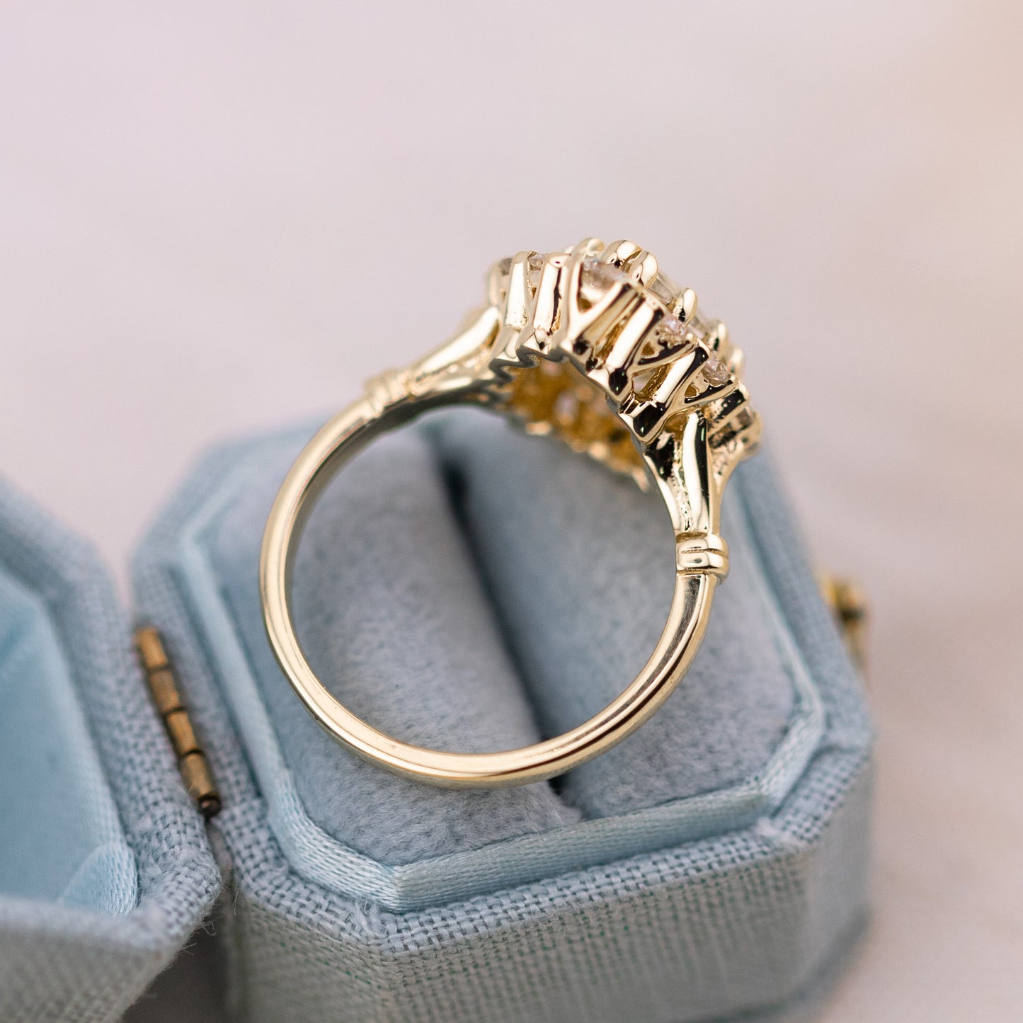 3.01ct Antique Cut Pear Lab Diamond Halo Ring – Callie