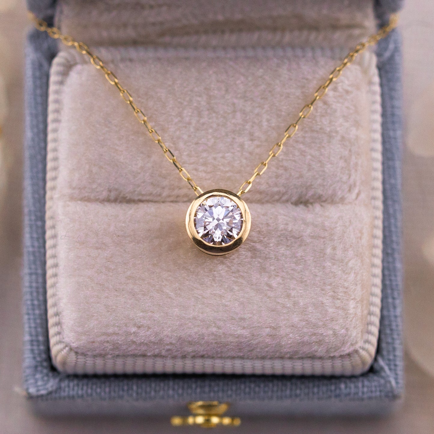 Slider Bezel Lab Diamond Pendant, 14k Gold