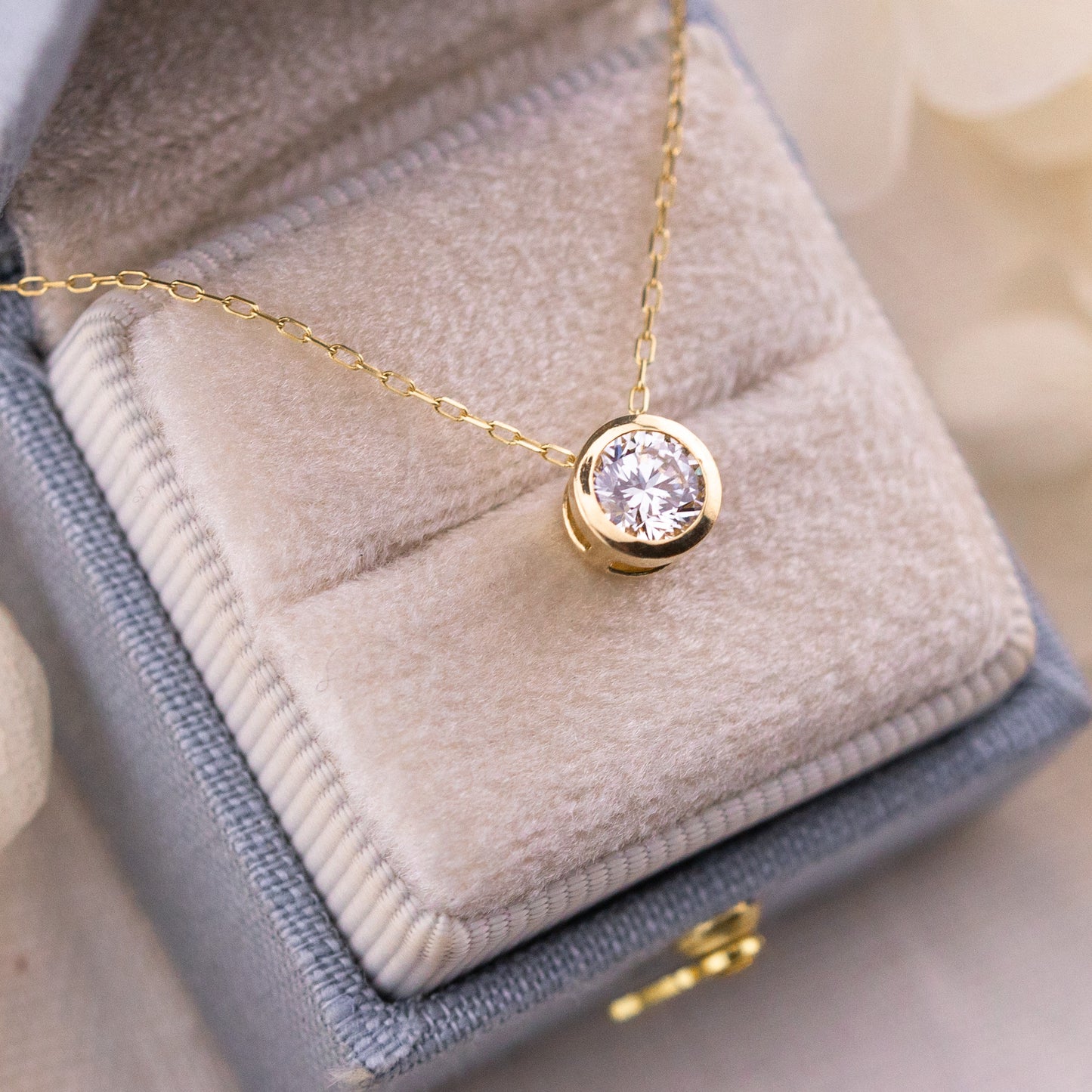 Slider Bezel Lab Diamond Pendant, 14k Gold