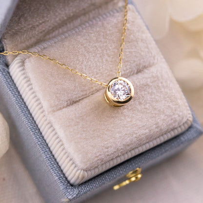 Slider Bezel Lab Diamond Pendant, 14k Gold