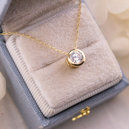 Slider Bezel Lab Diamond Pendant, 14k Gold