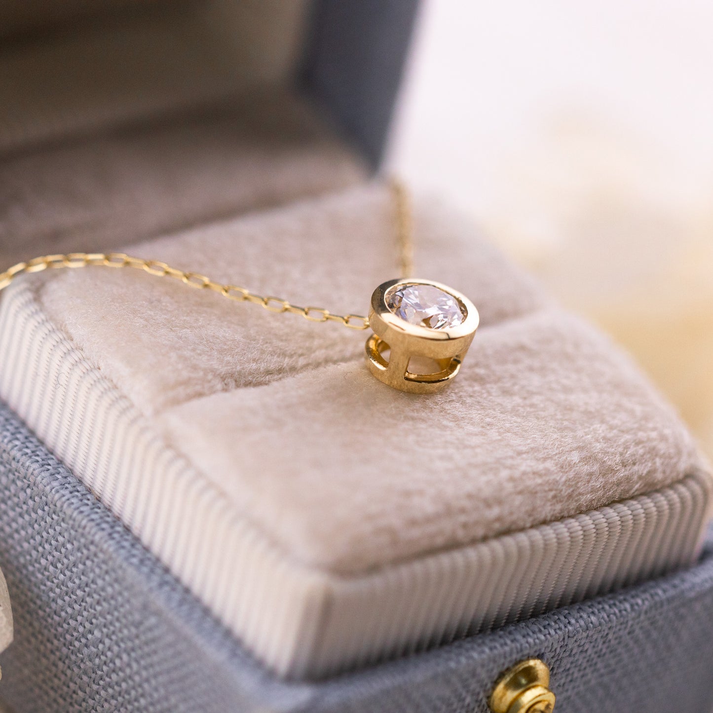 Slider Bezel Lab Diamond Pendant, 14k Gold