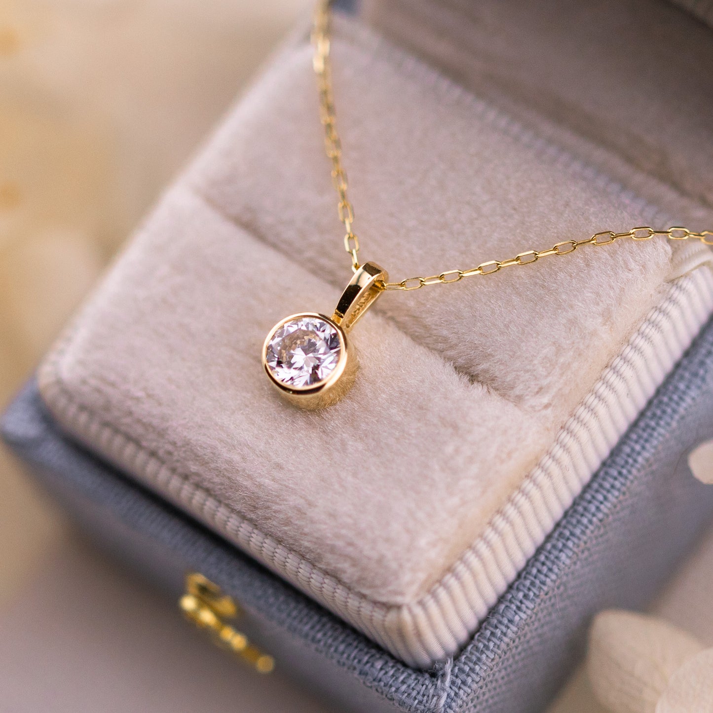 Bezel Set Lab Diamond Pendant, 14k Gold