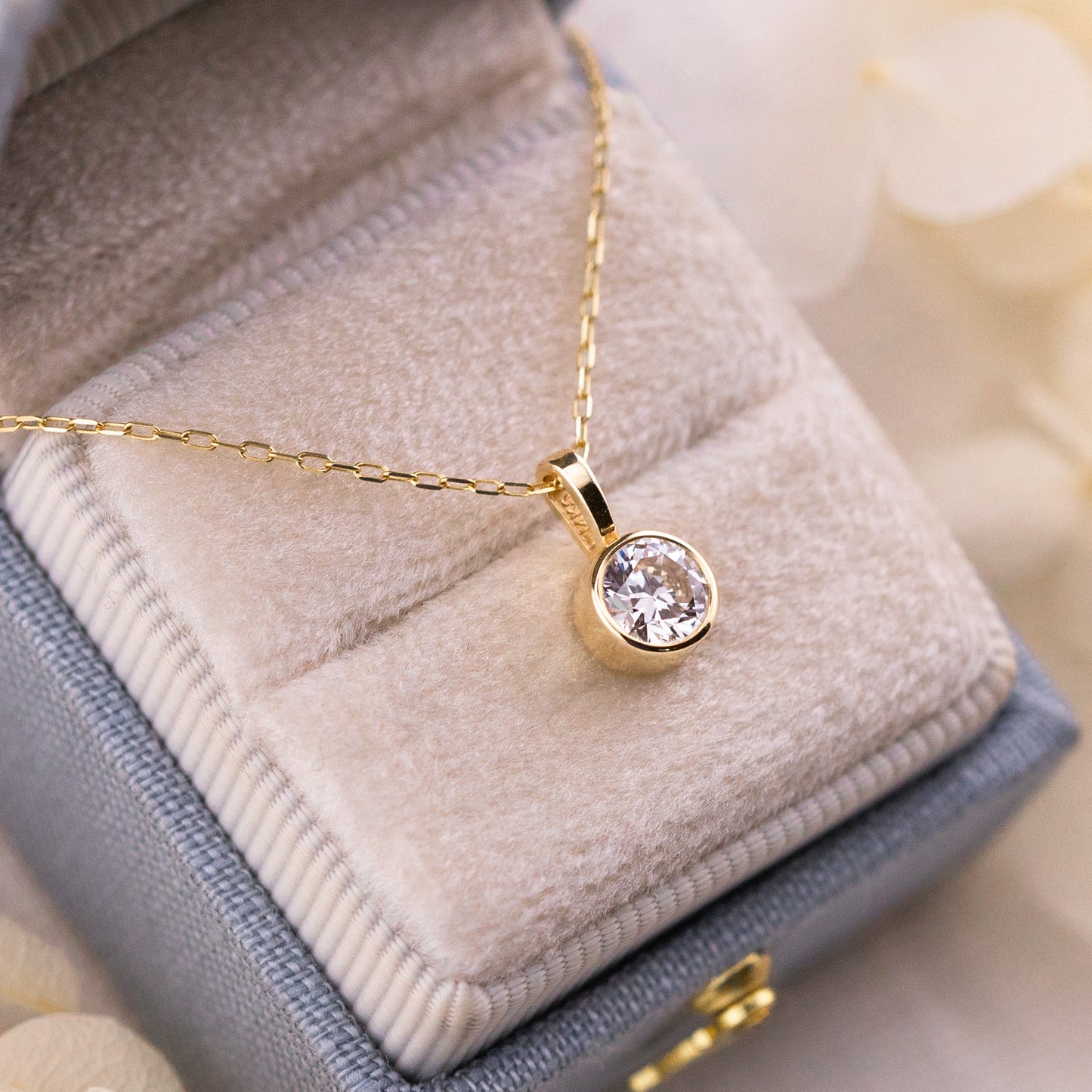 Bezel Set Lab Diamond Pendant, 14k Gold
