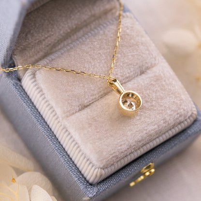 Bezel Set Lab Diamond Pendant, 14k Gold