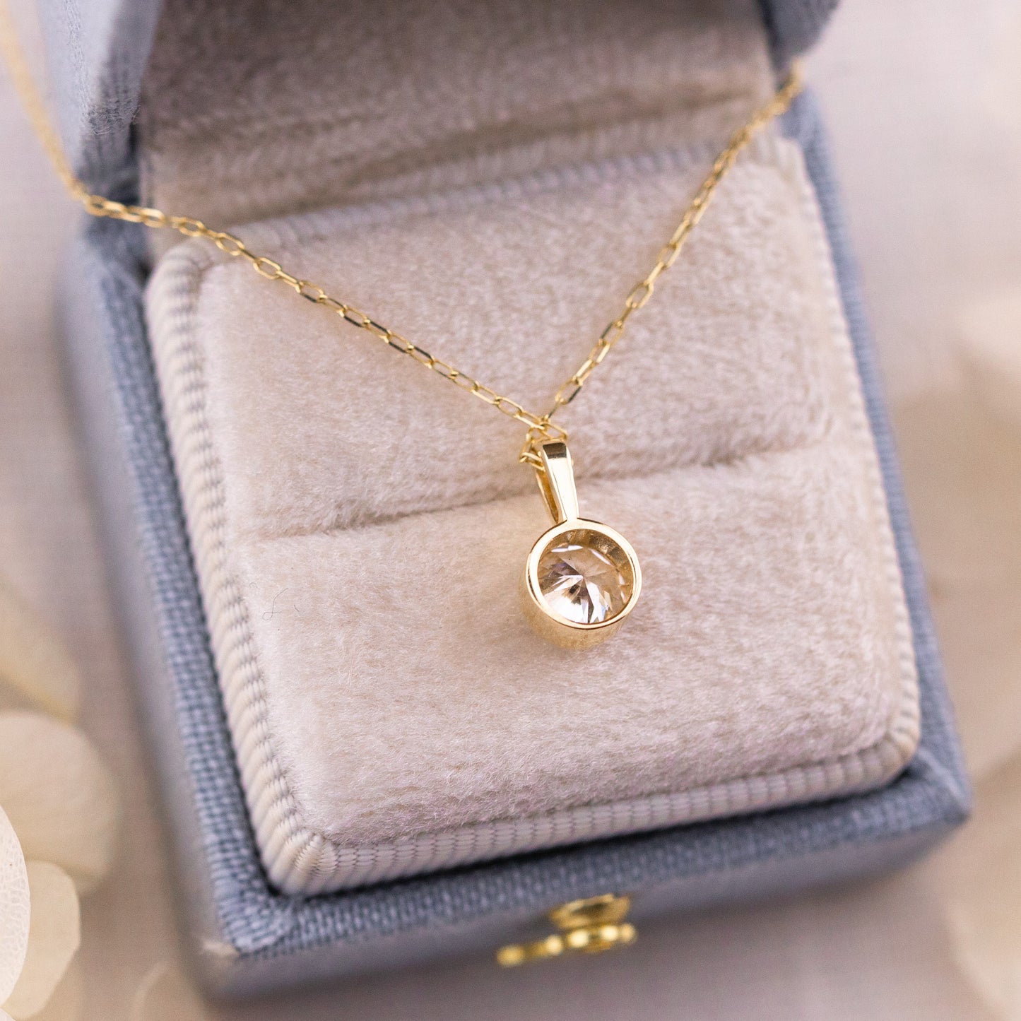 Bezel Set Lab Diamond Pendant, 14k Gold