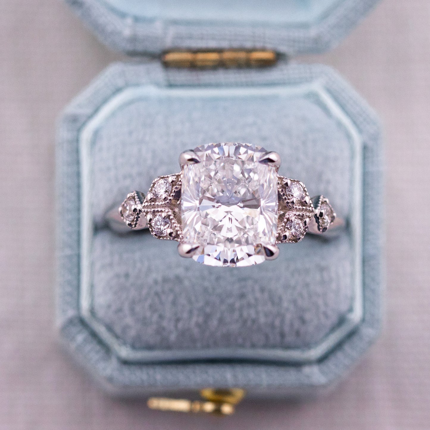 4.05ct Cushion Cut Lab Diamond Ring