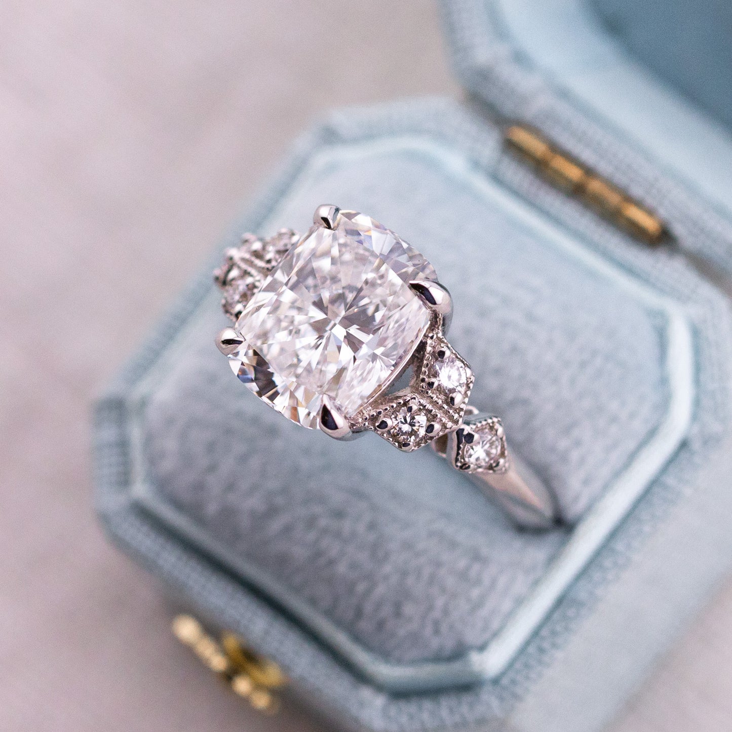 4.05ct Cushion Cut Lab Diamond Ring