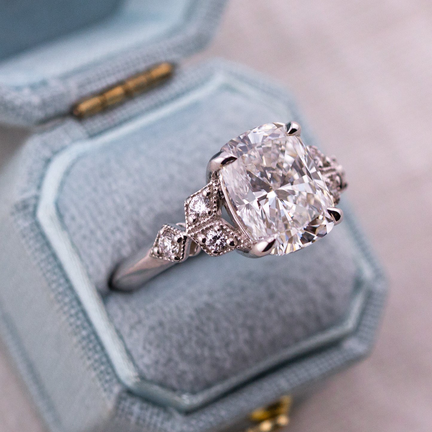4.05ct Cushion Cut Lab Diamond Ring