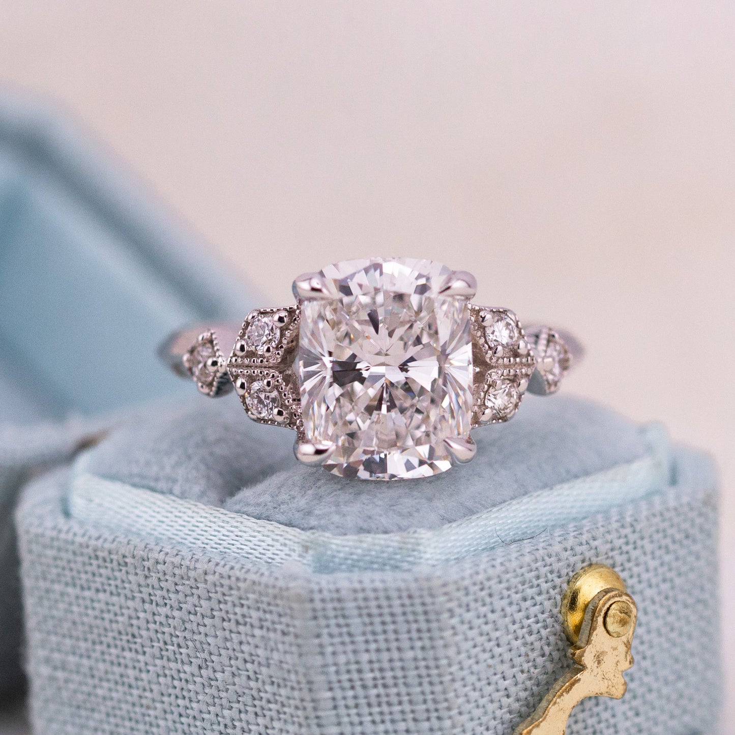 4.05ct Cushion Cut Lab Diamond Ring
