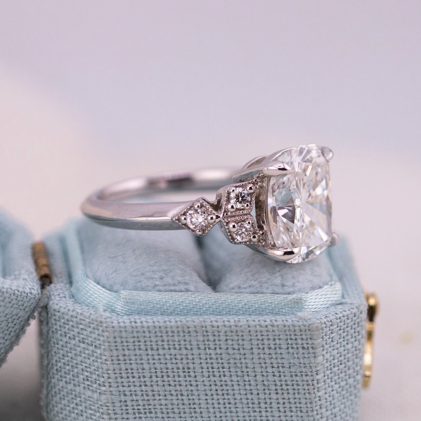 4.05ct Cushion Cut Lab Diamond Ring