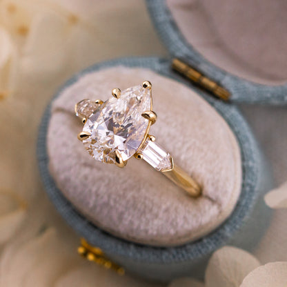 3.00ct Pear Lab Diamond Three Stone Ring