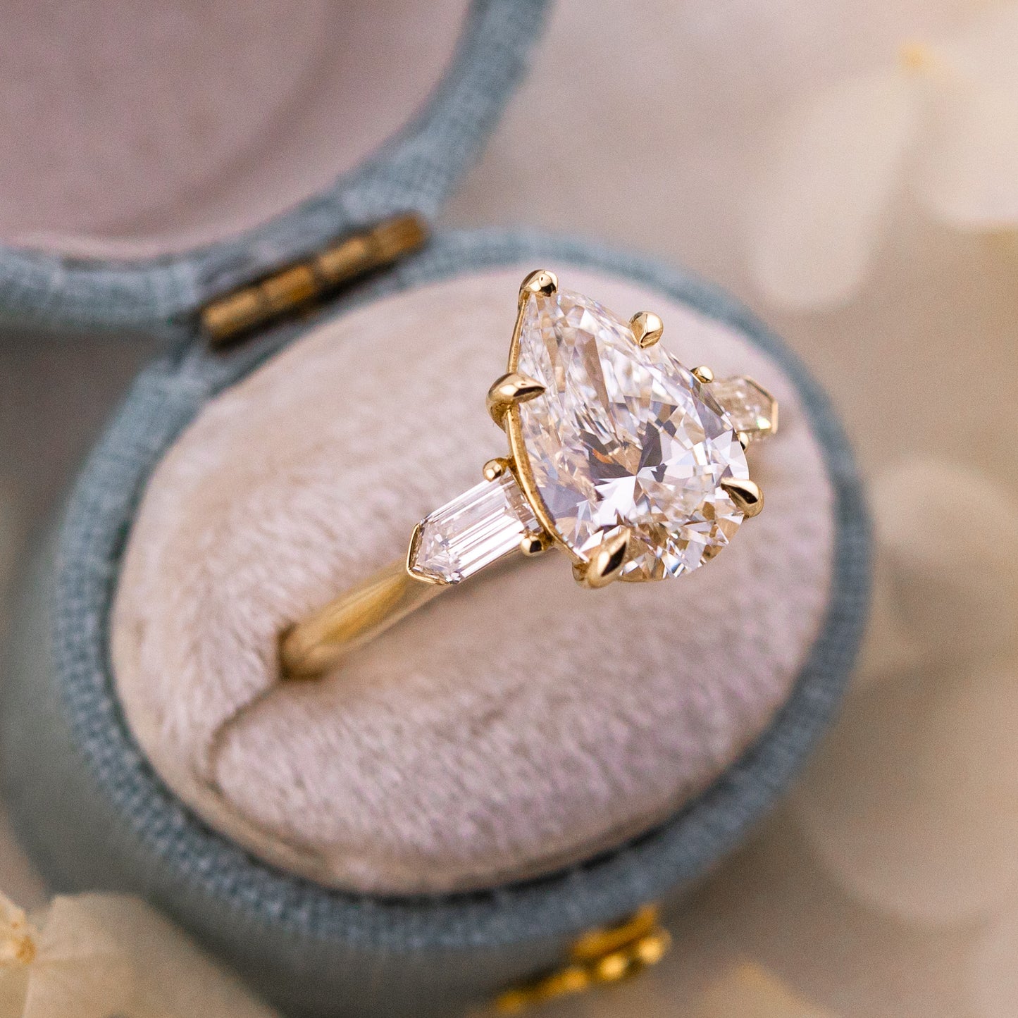 3.00ct Pear Lab Diamond Three Stone Ring