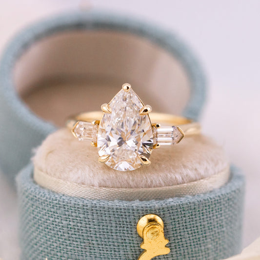 3.00ct Pear Lab Diamond Three Stone Ring