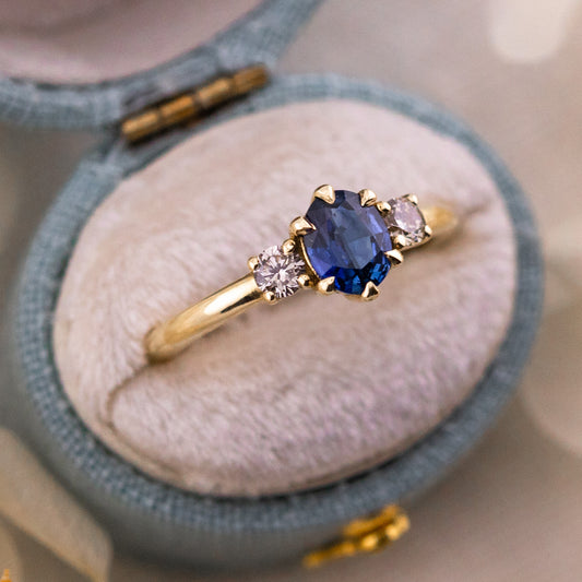 Natural Sapphire Three Stone Ring