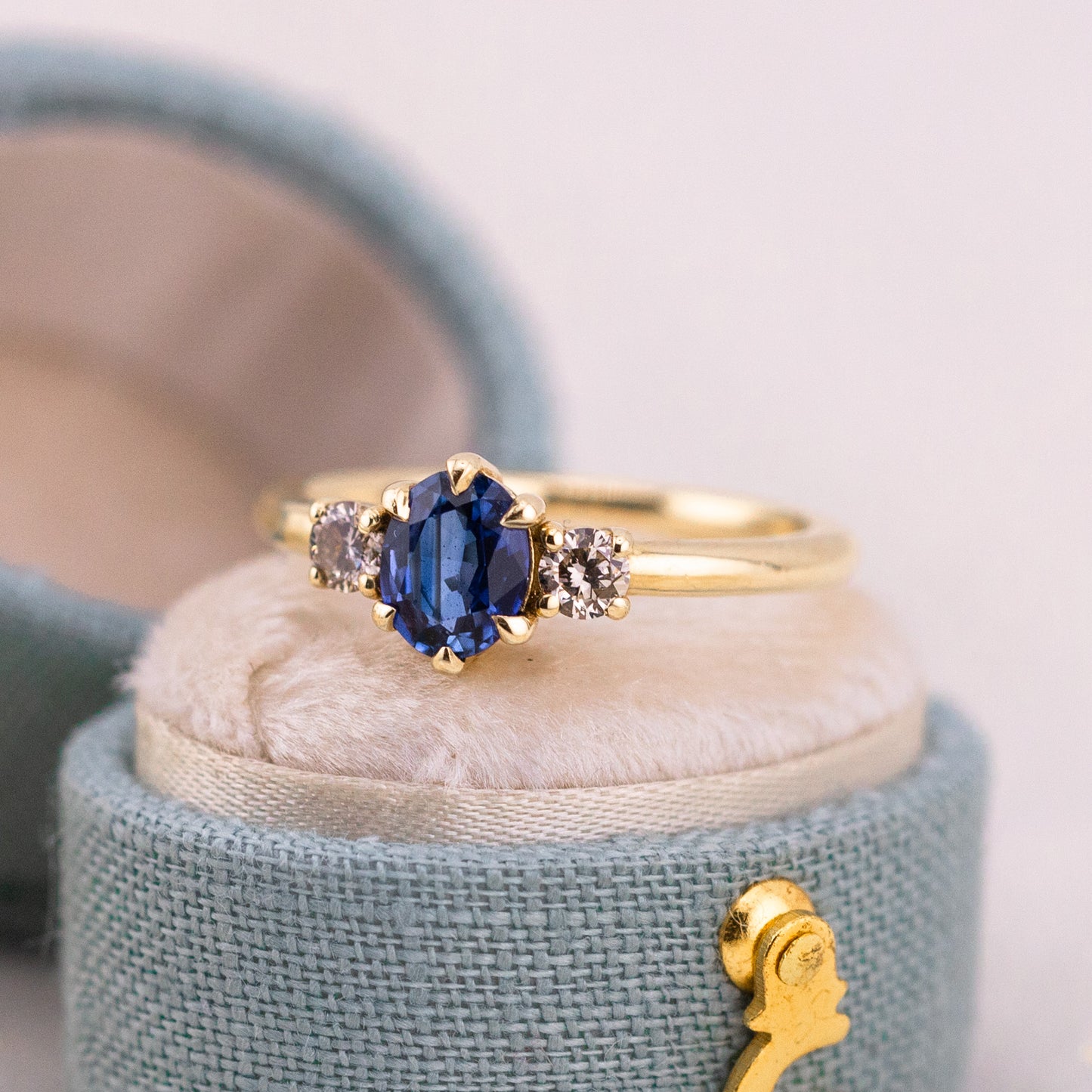 Natural Sapphire Three Stone Ring