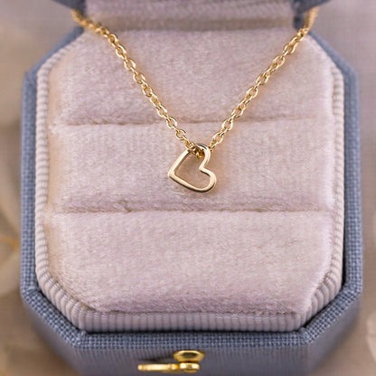 14k Solid Gold Heart Pendant, Minimalist Necklace, pendant only