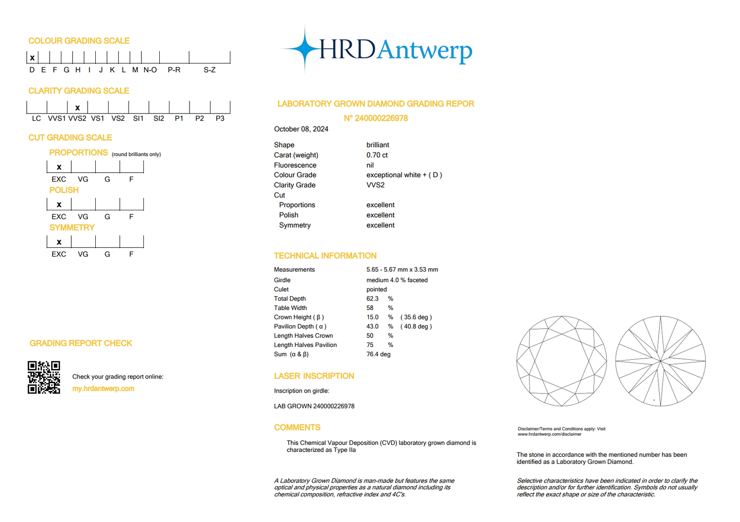The Stone Archive · 0.70ct D VVS2 Round Lab-Grown Diamond