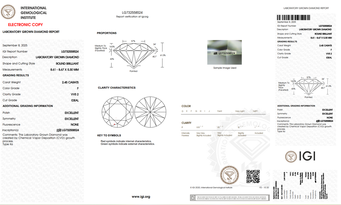 The Stone Archive · 2.45ct F VVS2 Round Lab-Grown Diamond