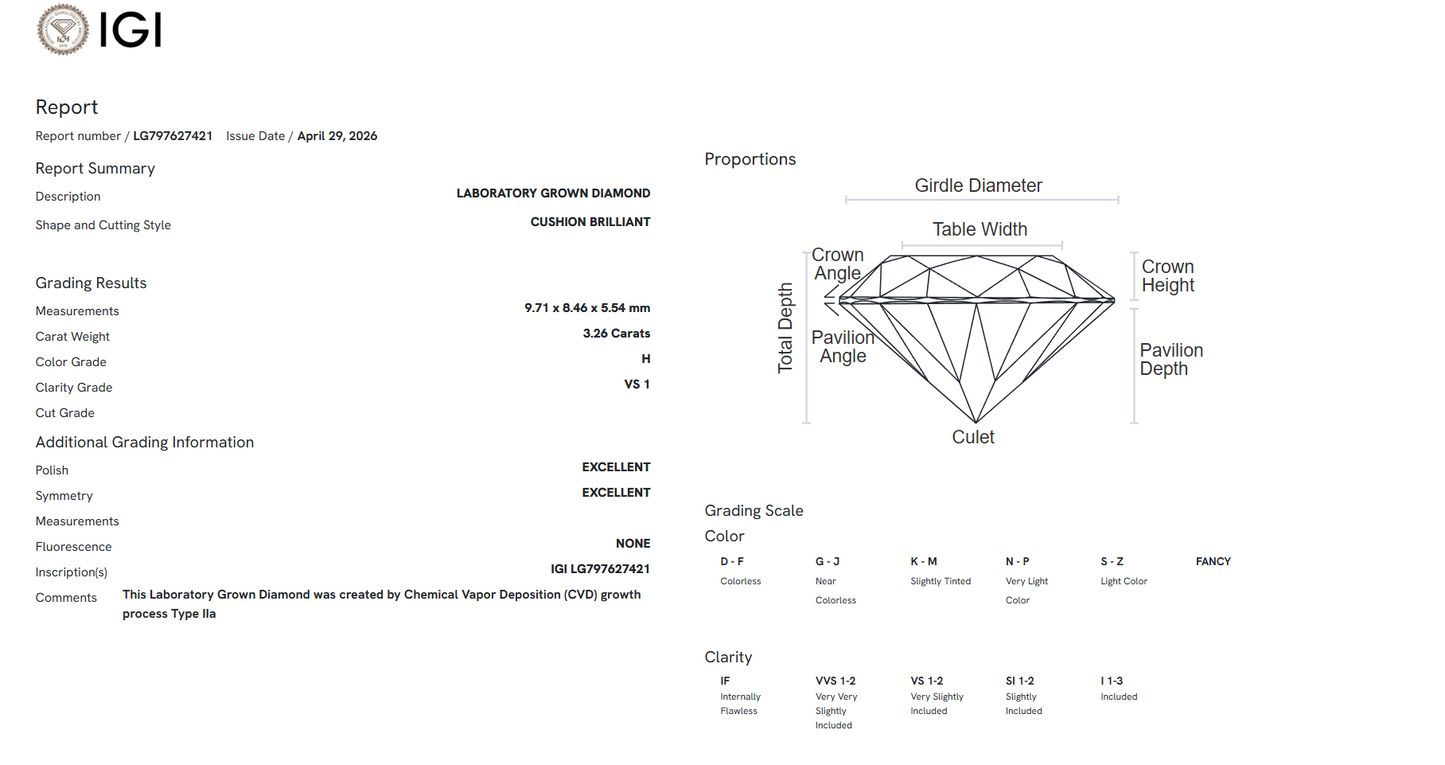 The Stone Archive · 3.26ct H VS1 Old Mine Cut Lab-Grown Diamond