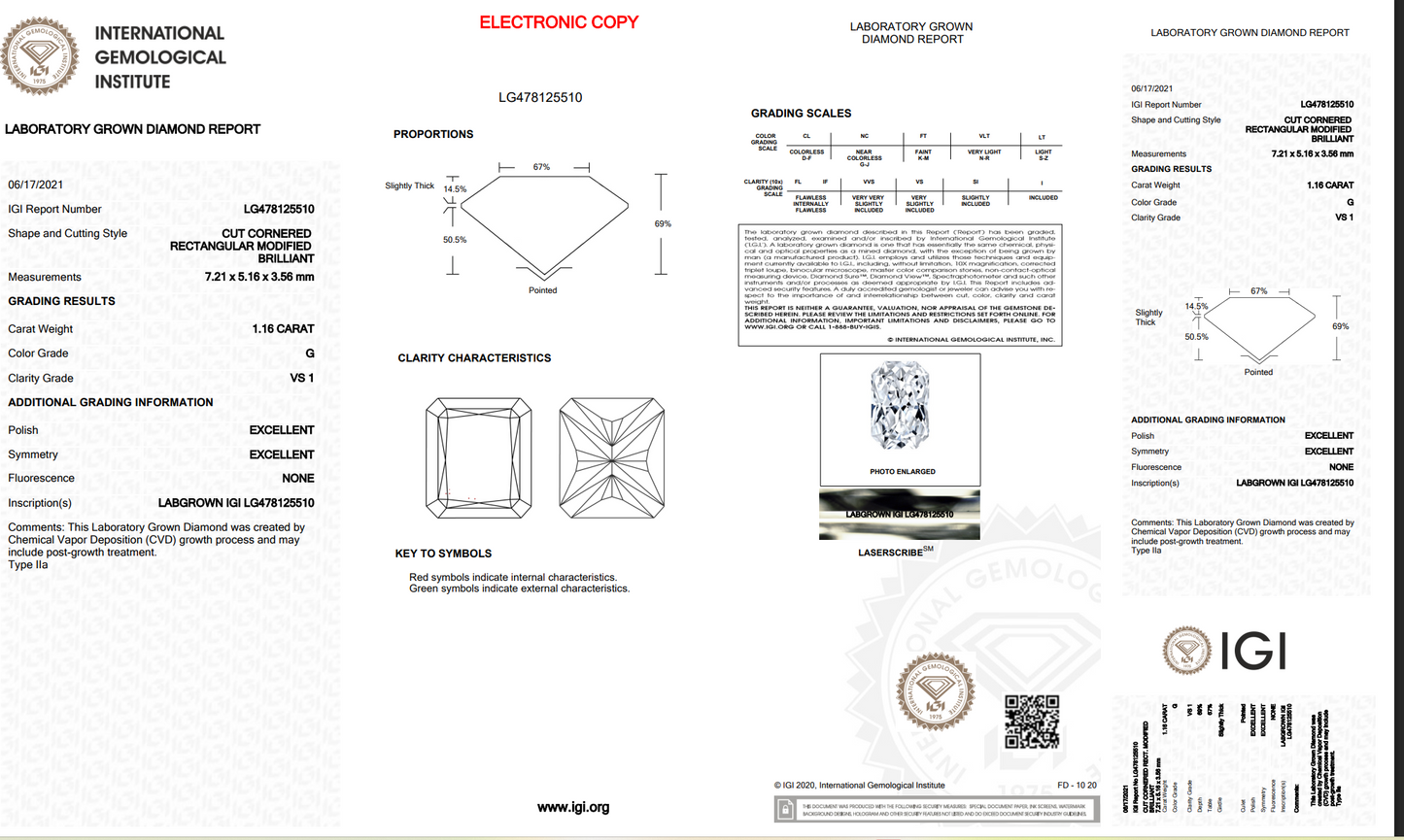 The Stone Archive · 1.16ct G VS1 Radiant Lab-Grown Diamond