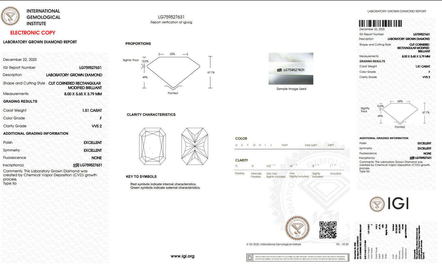 The Stone Archive · 1.51ct F VVS2 Radiant Lab-Grown Diamond