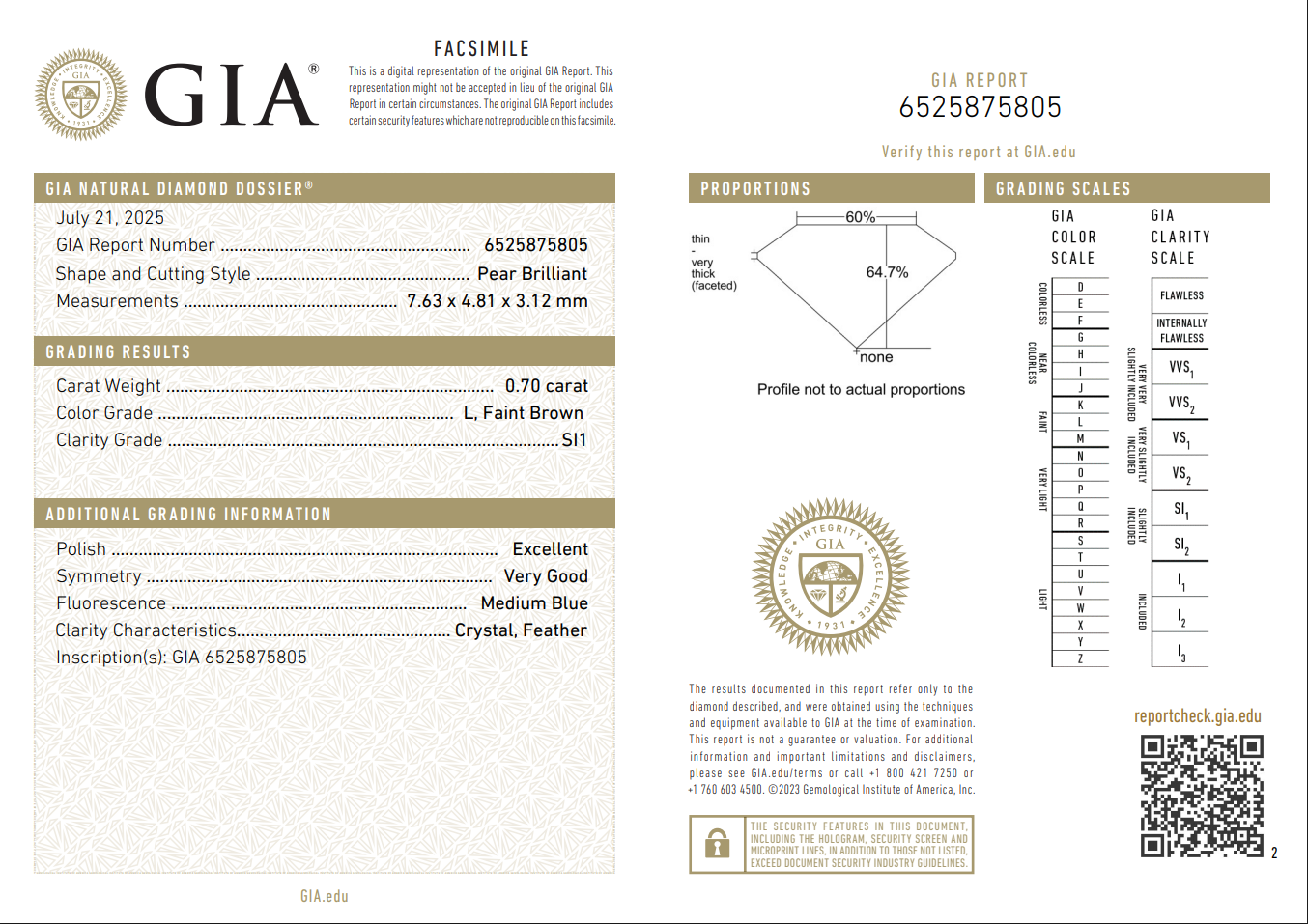 The Stone Archive · 0.70ct L SI1 Pear Natural Diamond
