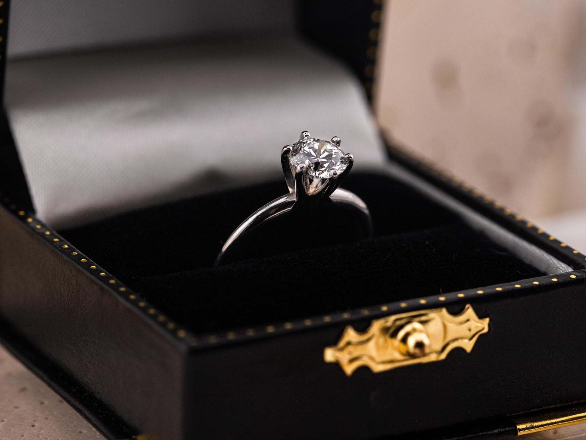 Lab diamond engagement ring round cut 14k solid gold engagement ring round cut solitaire ring 1.04ct lab grown diamond six prong, size 6.5