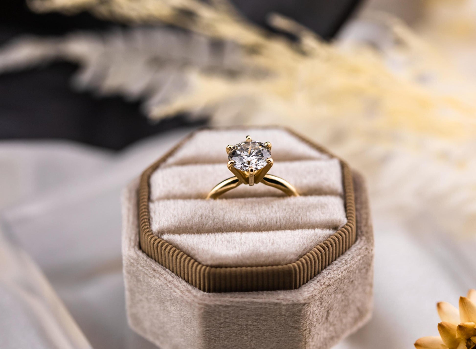 Diamond engagement ring lab diamond ring 14k solid yellow gold engagement ring solitaire round cut 2.09ct lab grown diamond ring