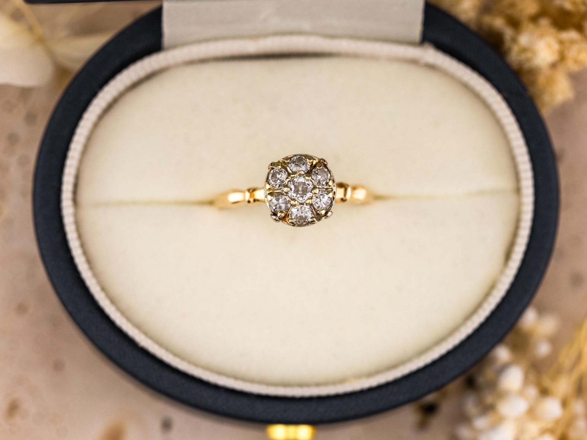 Vintage diamond ring vintage engagement ring 14k solid gold old European cut engagement ring genuine antique vintage old European cut