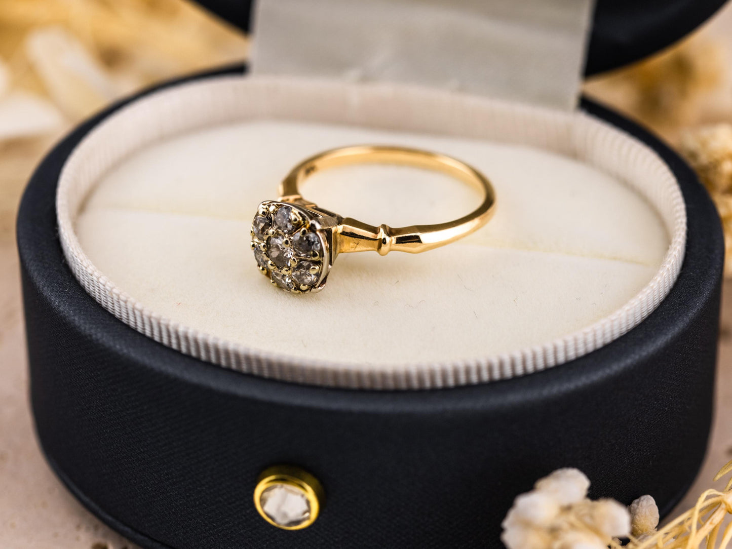 Vintage diamond ring vintage engagement ring 14k solid gold old European cut engagement ring genuine antique vintage old European cut