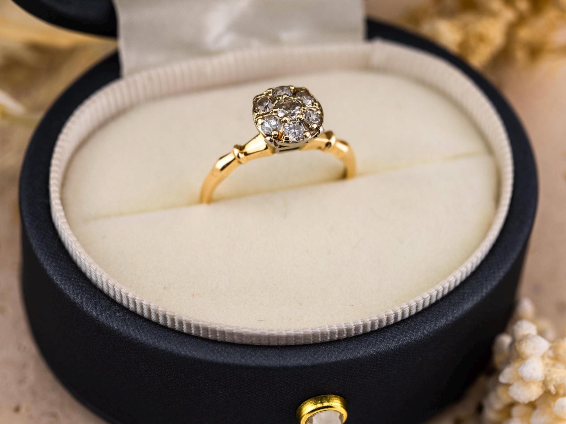 Vintage diamond ring vintage engagement ring 14k solid gold old European cut engagement ring genuine antique vintage old European cut