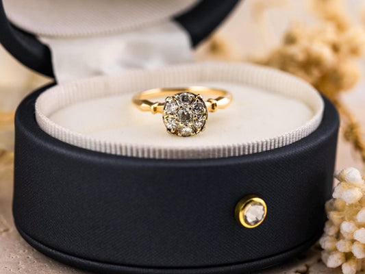 Vintage diamond ring vintage engagement ring 14k solid gold old European cut engagement ring genuine antique vintage old European cut