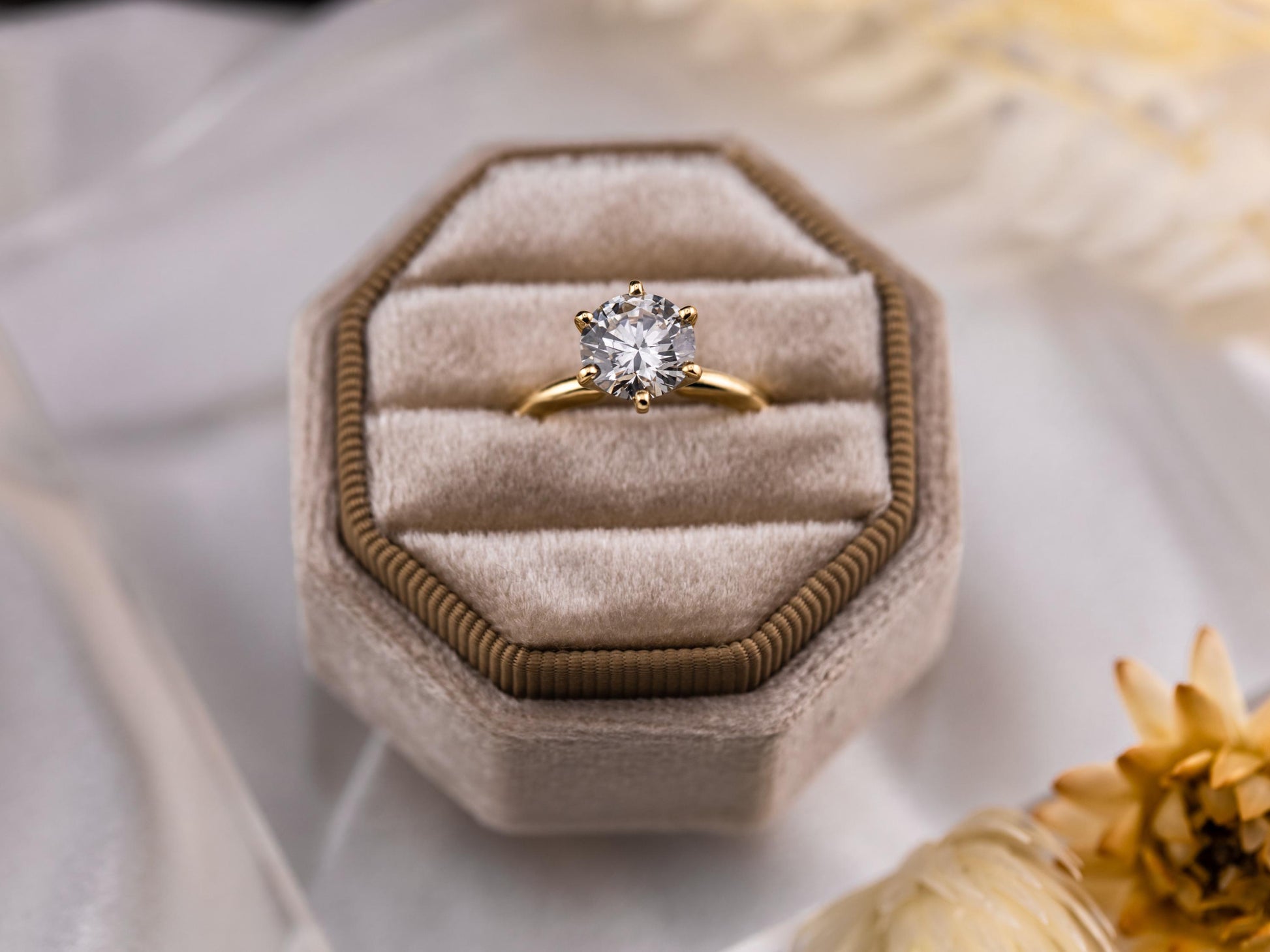 Diamond engagement ring lab diamond ring 14k solid yellow gold engagement ring solitaire round cut 2.09ct lab grown diamond ring