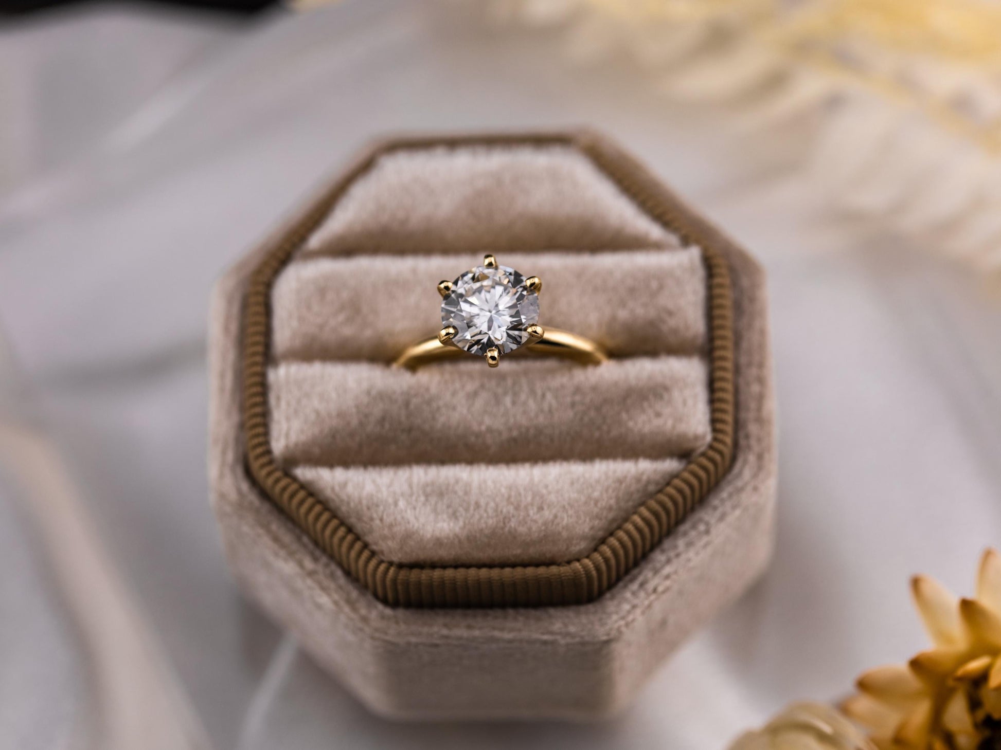 Diamond engagement ring lab diamond ring 14k solid yellow gold engagement ring solitaire round cut 2.09ct lab grown diamond ring