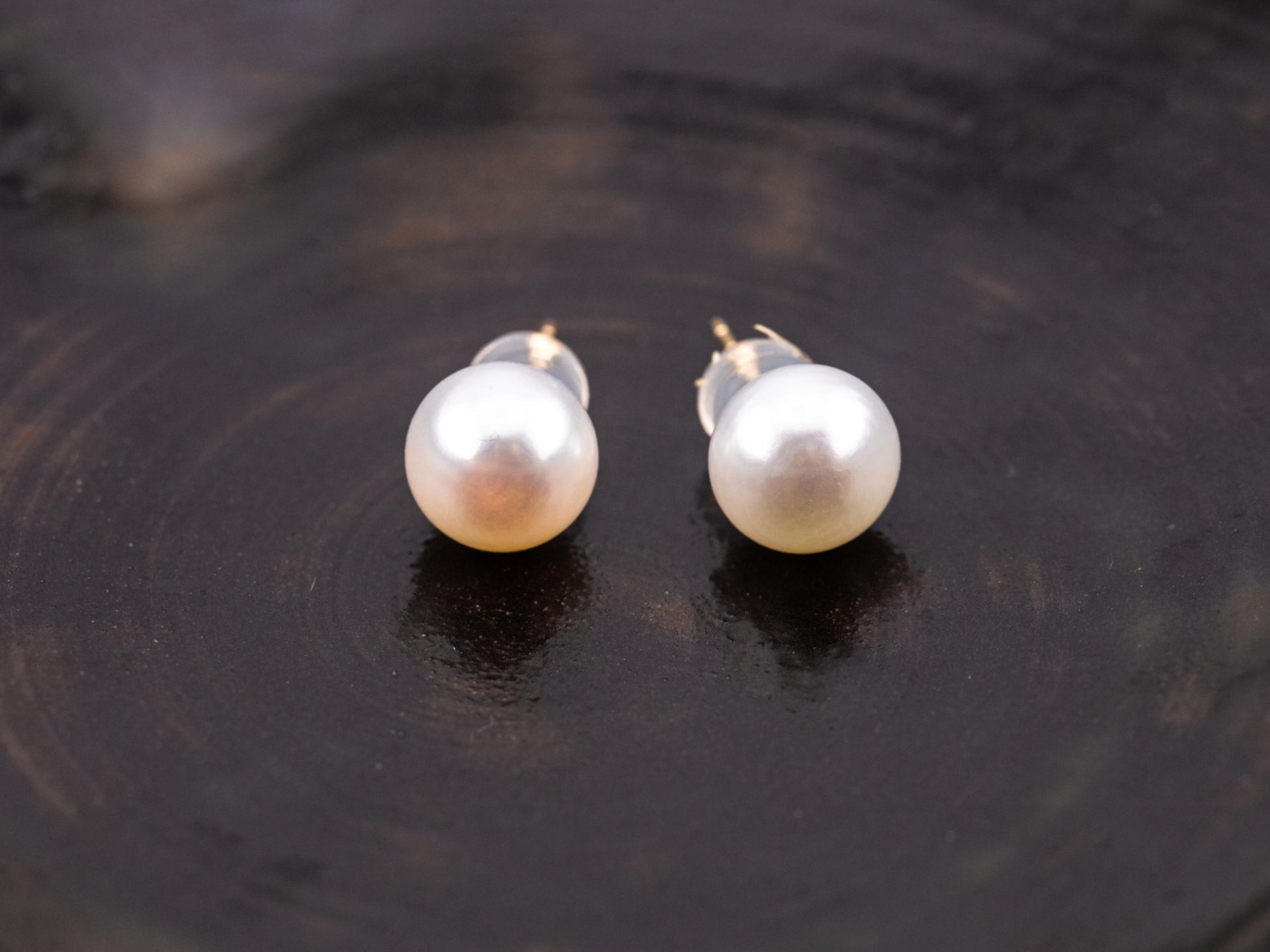 Vintage Pearl earrings vintage pearl stud earrings 14k solid gold cultured pearl earrings