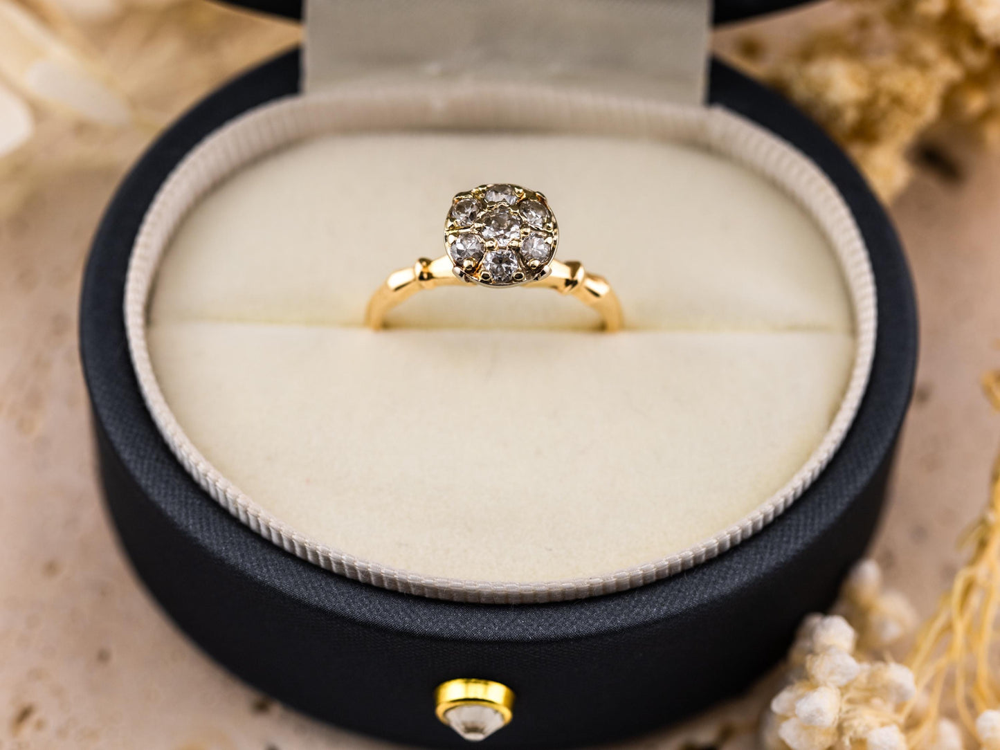 Vintage diamond ring vintage engagement ring 14k solid gold old European cut engagement ring genuine antique vintage old European cut