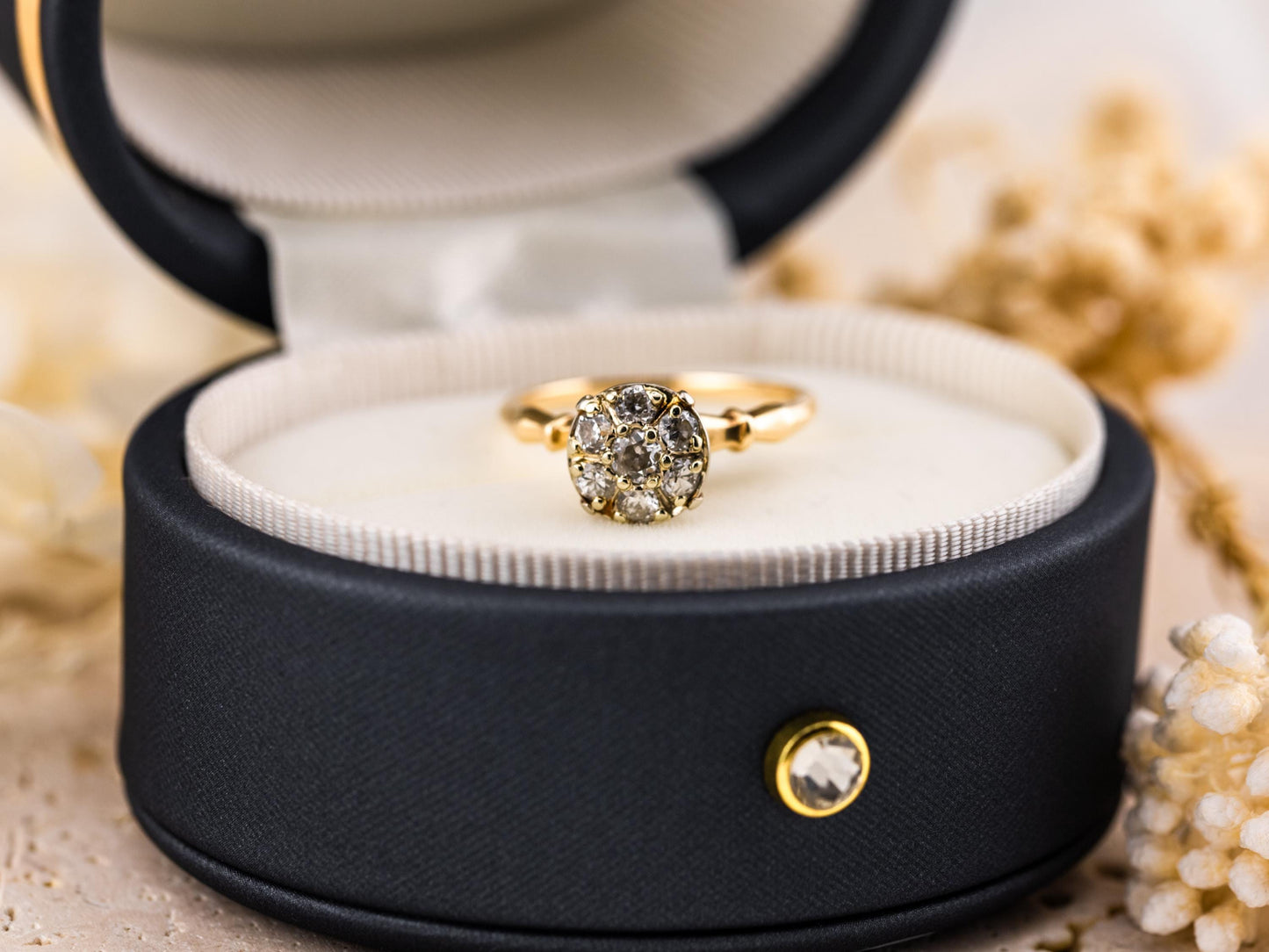 Vintage diamond ring vintage engagement ring 14k solid gold old European cut engagement ring genuine antique vintage old European cut