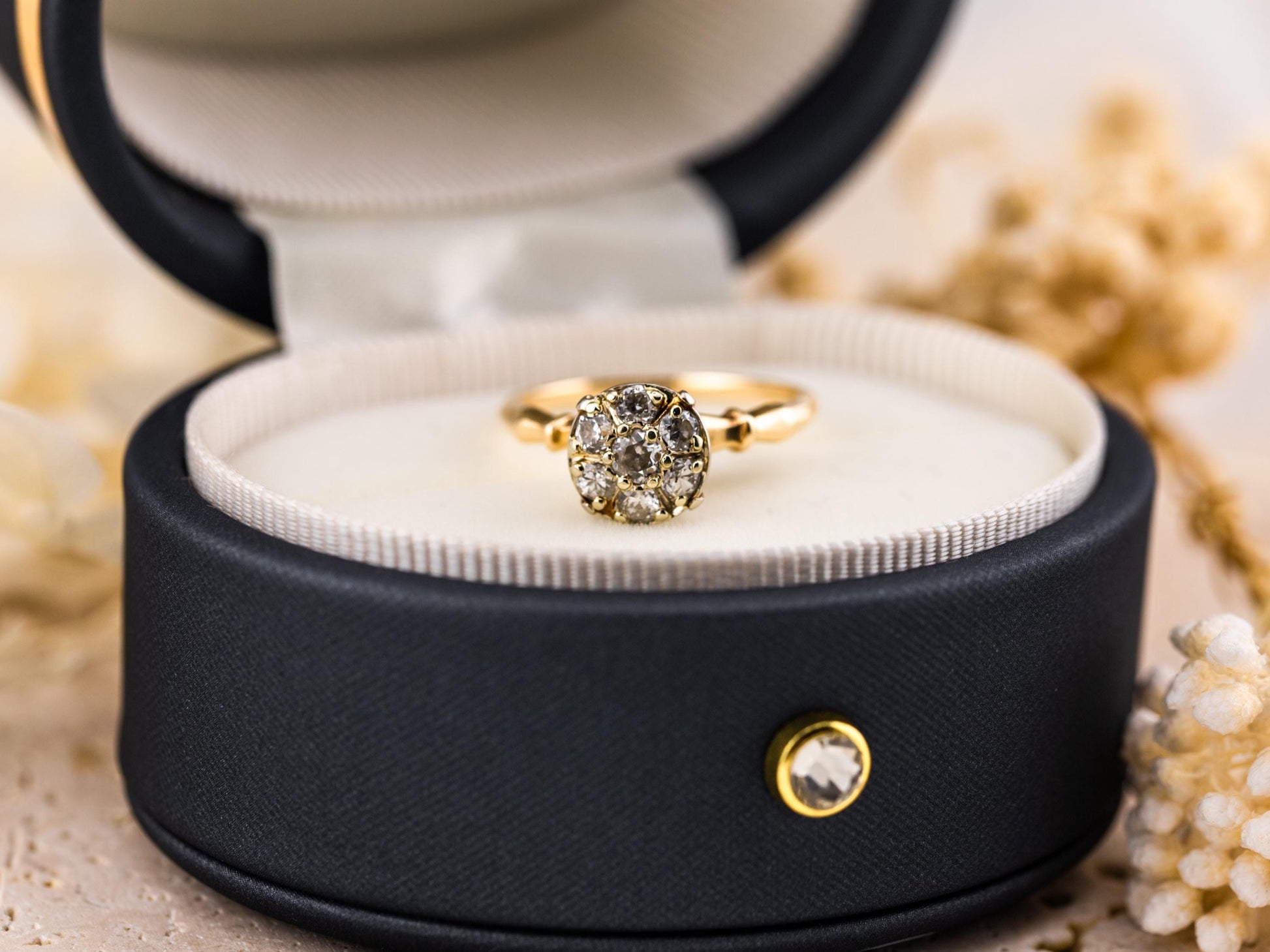 Vintage diamond ring vintage engagement ring 14k solid gold old European cut engagement ring genuine antique vintage old European cut