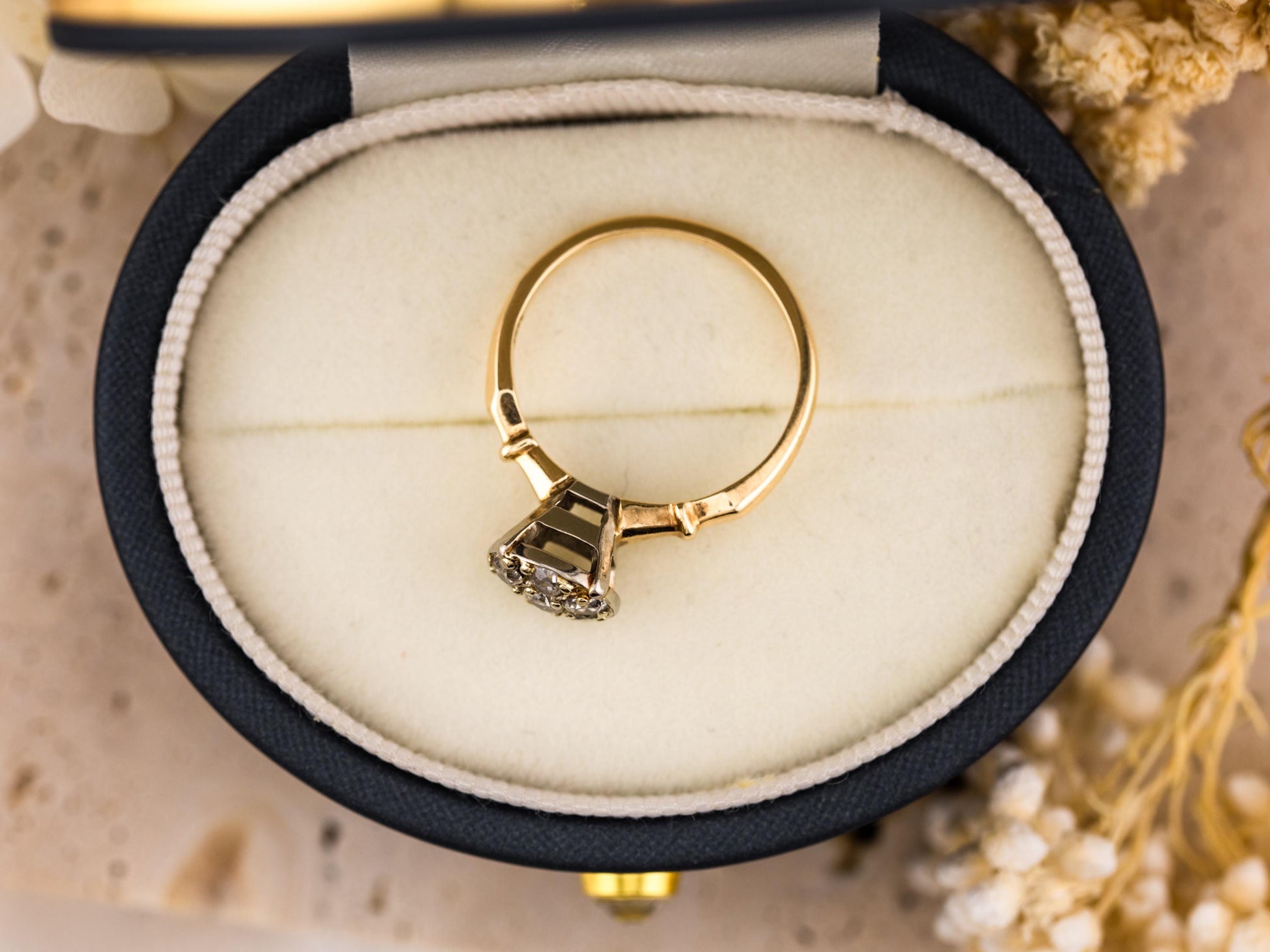 Vintage diamond ring vintage engagement ring 14k solid gold old European cut engagement ring genuine antique vintage old European cut