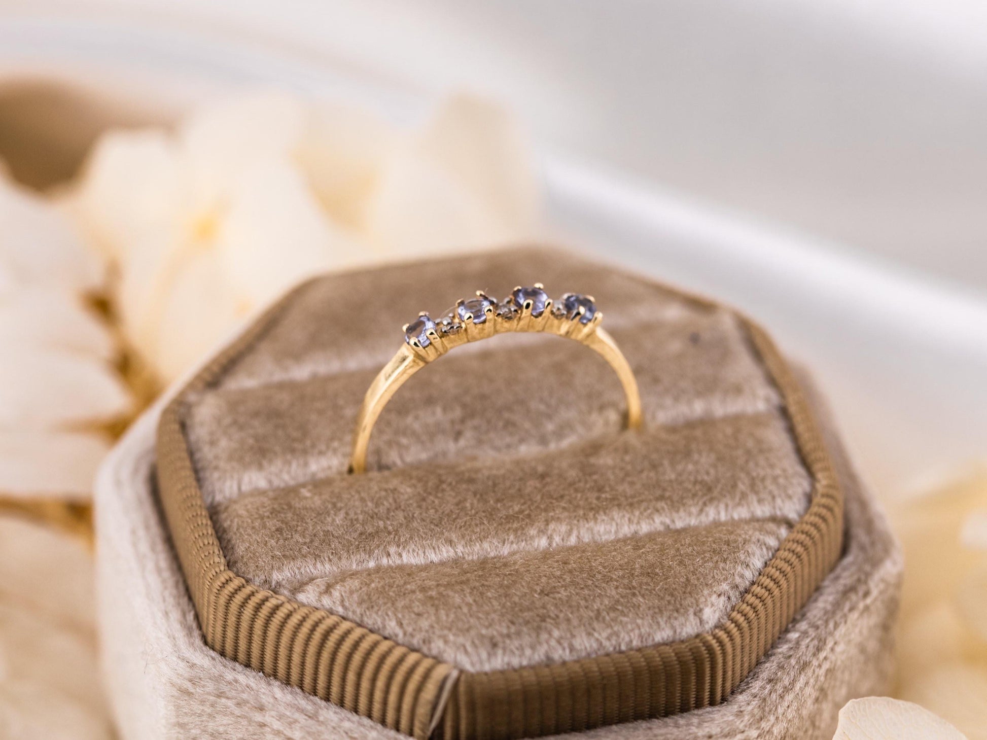 Tanzanite And Diamond Ring Tanzanite Band Wedding Band 10k Solid Gold