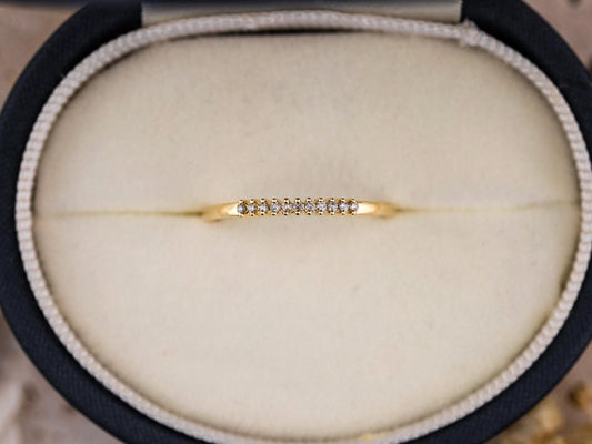 Diamond Wedding Band 14k Solid Gold Pave Band Ring