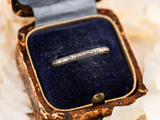 Vintage Art Deco Ring Wedding Band 18k Solid Gold Wedding Band Bud And Blossom