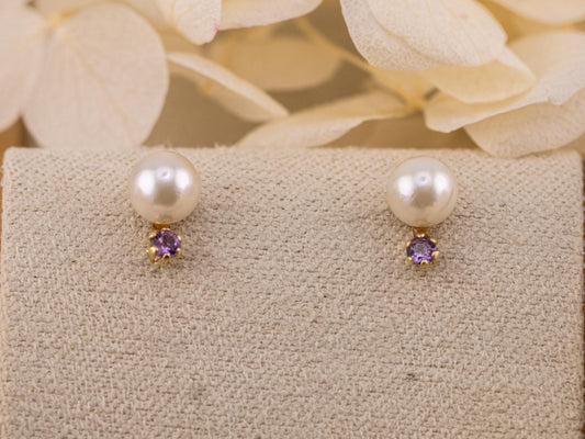 Vintage Pearl earrings vintage pearl stud earrings 14k solid gold cultured pearl earrings
