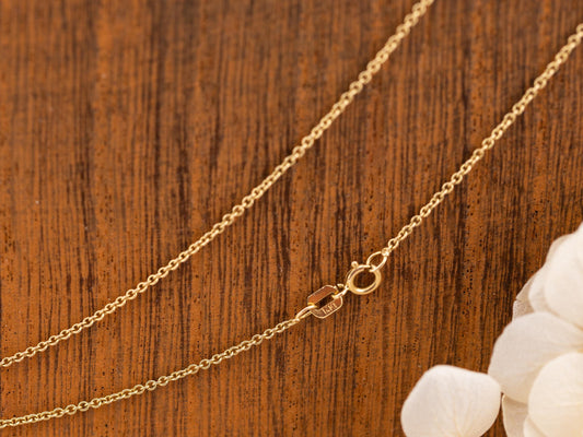 Gold Chain necklace Cable Chain 14k Solid Yellow Gold 24 inch